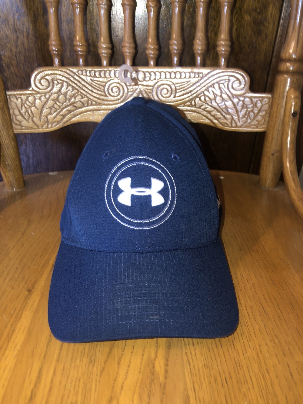 Under Armour Hat Cap Fitted Mens Large XL Navy Blue Golf Embroidered Performance